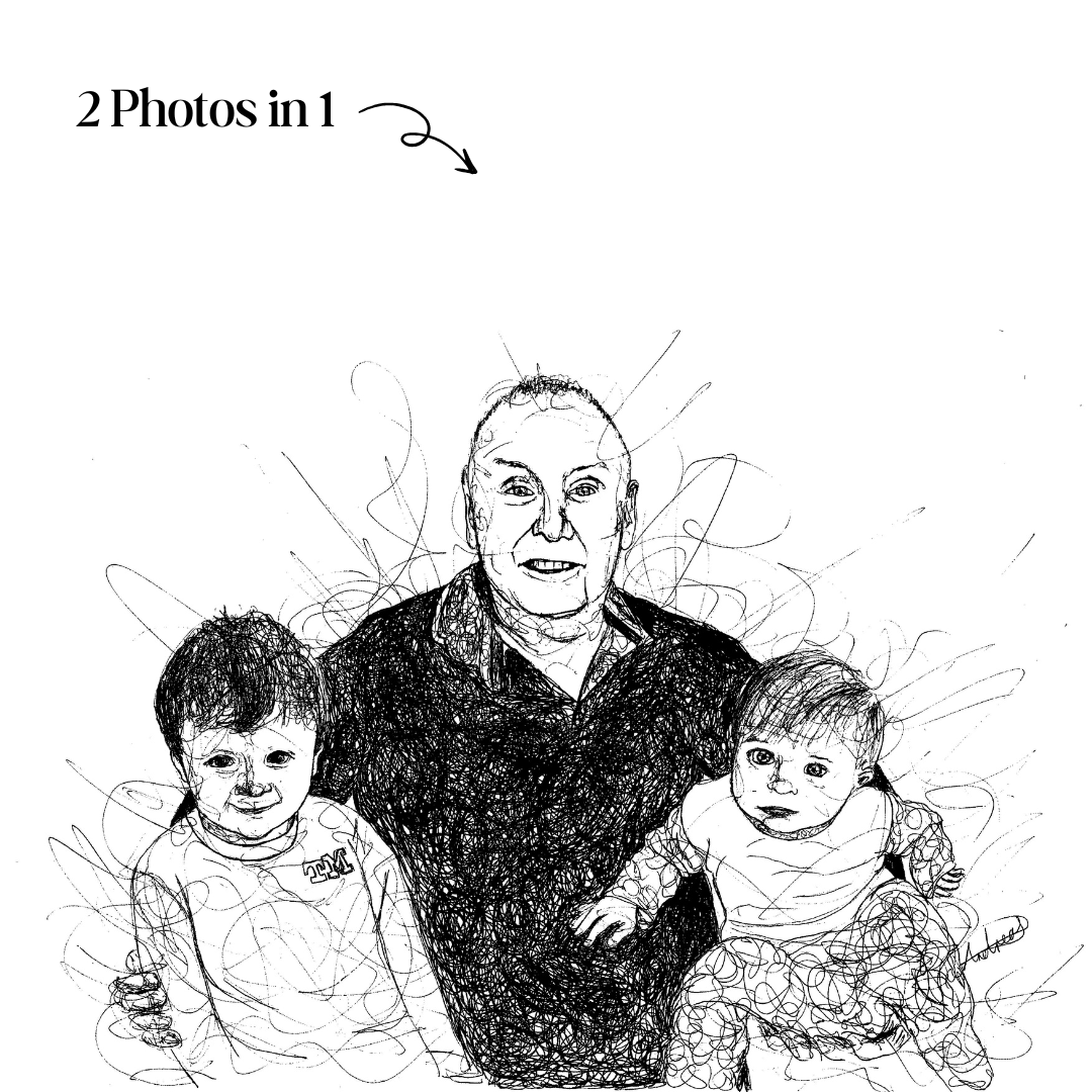 Memorial Add a Loved One Family Custom Portrait Drawing from Photo