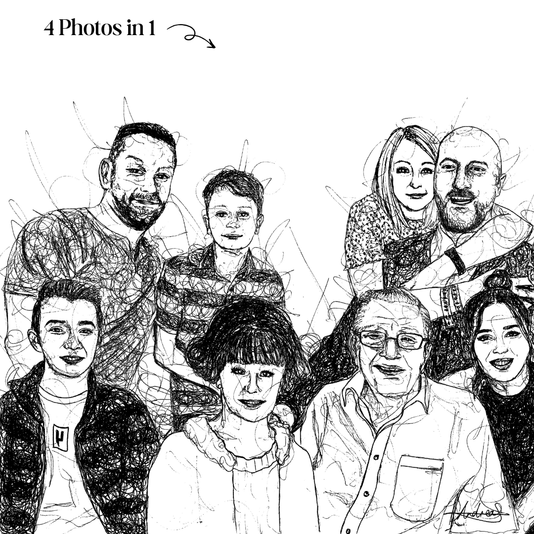 Memorial Add a Loved One Family Custom Portrait Drawing from Photo