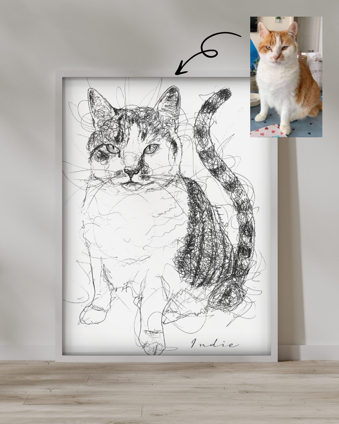 Cat Custom Portrait Drawing from Photo