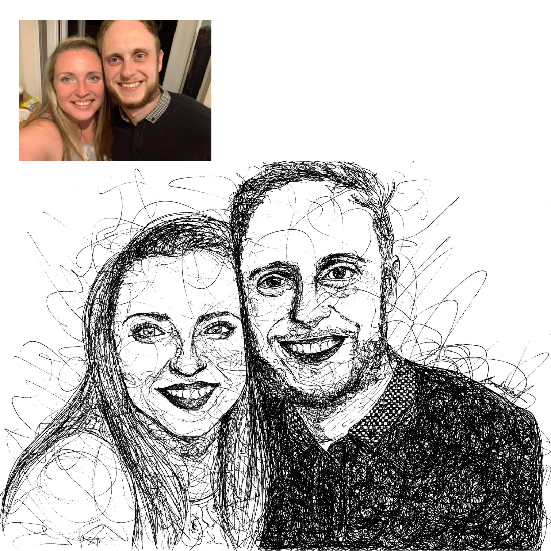 Valentine’s Day Custom Couple Portrait Drawing from Photo