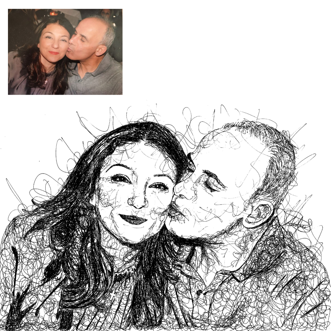 Valentine’s Day Custom Couple Portrait Drawing from Photo