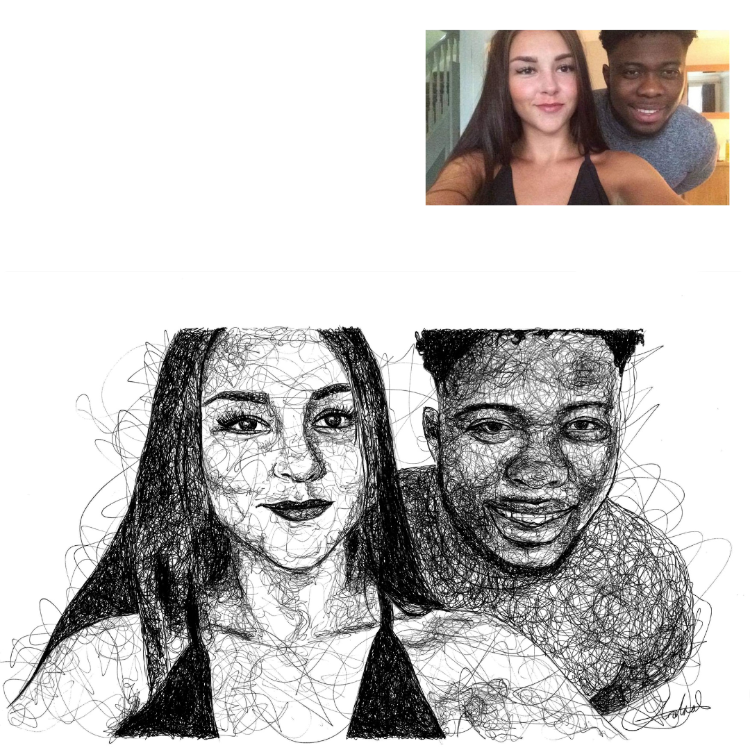 Anniversary Custom Couple Portrait Drawing from Photo