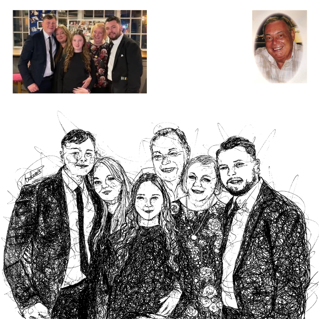 Memorial Add a Loved One Family Custom Portrait Drawing from Photo