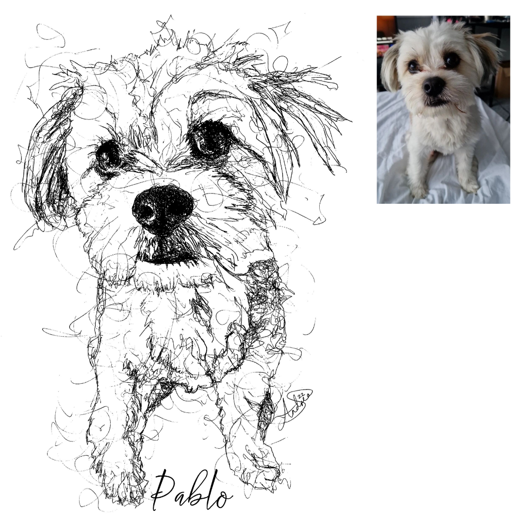 Puppy Custom Portrait Drawing from Photo