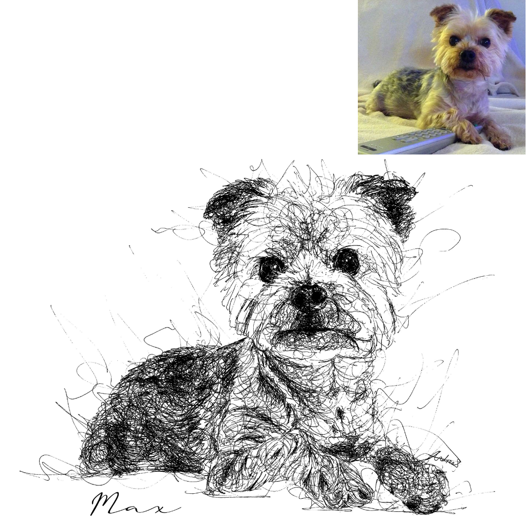 Puppy Custom Portrait Drawing from Photo