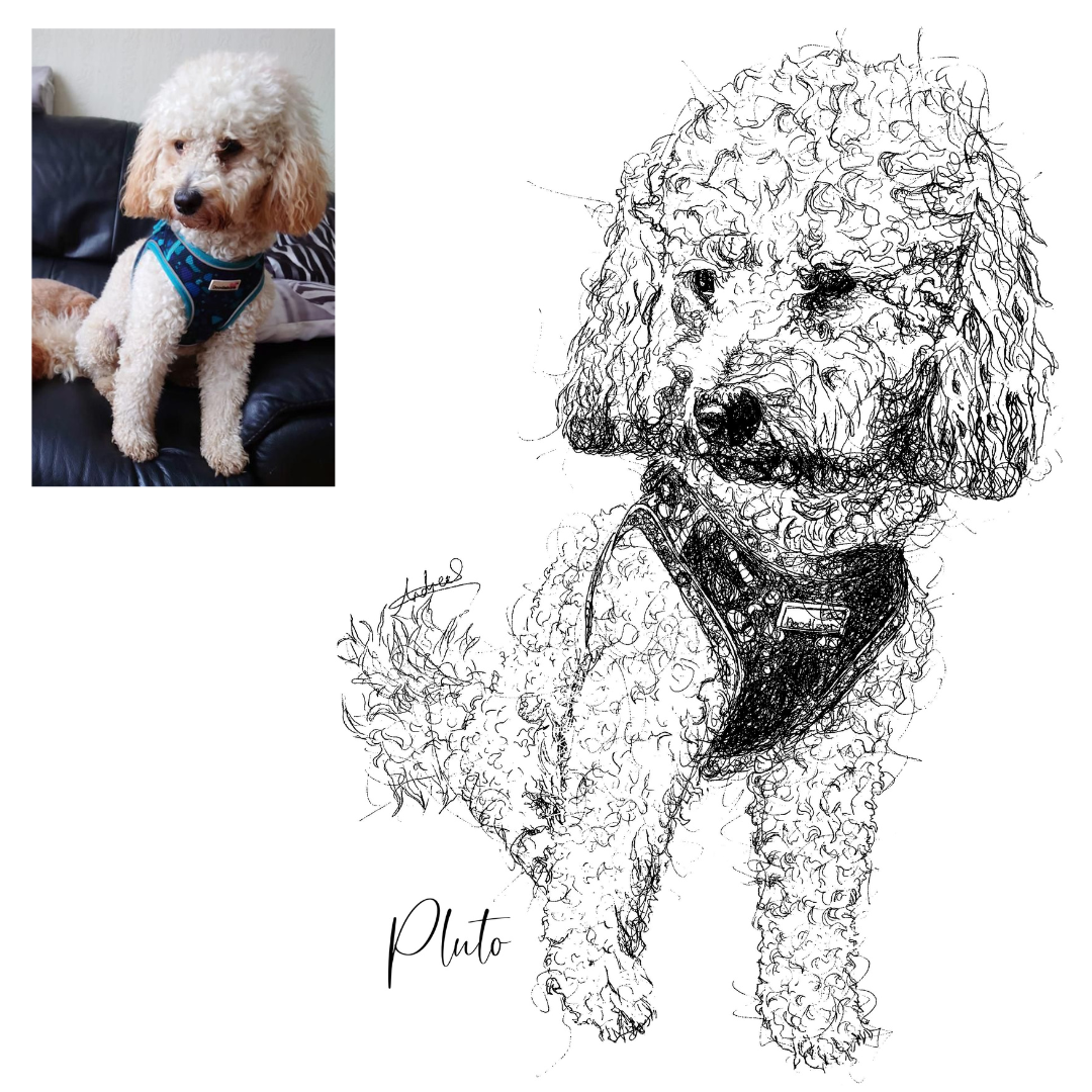 Puppy Custom Portrait Drawing from Photo