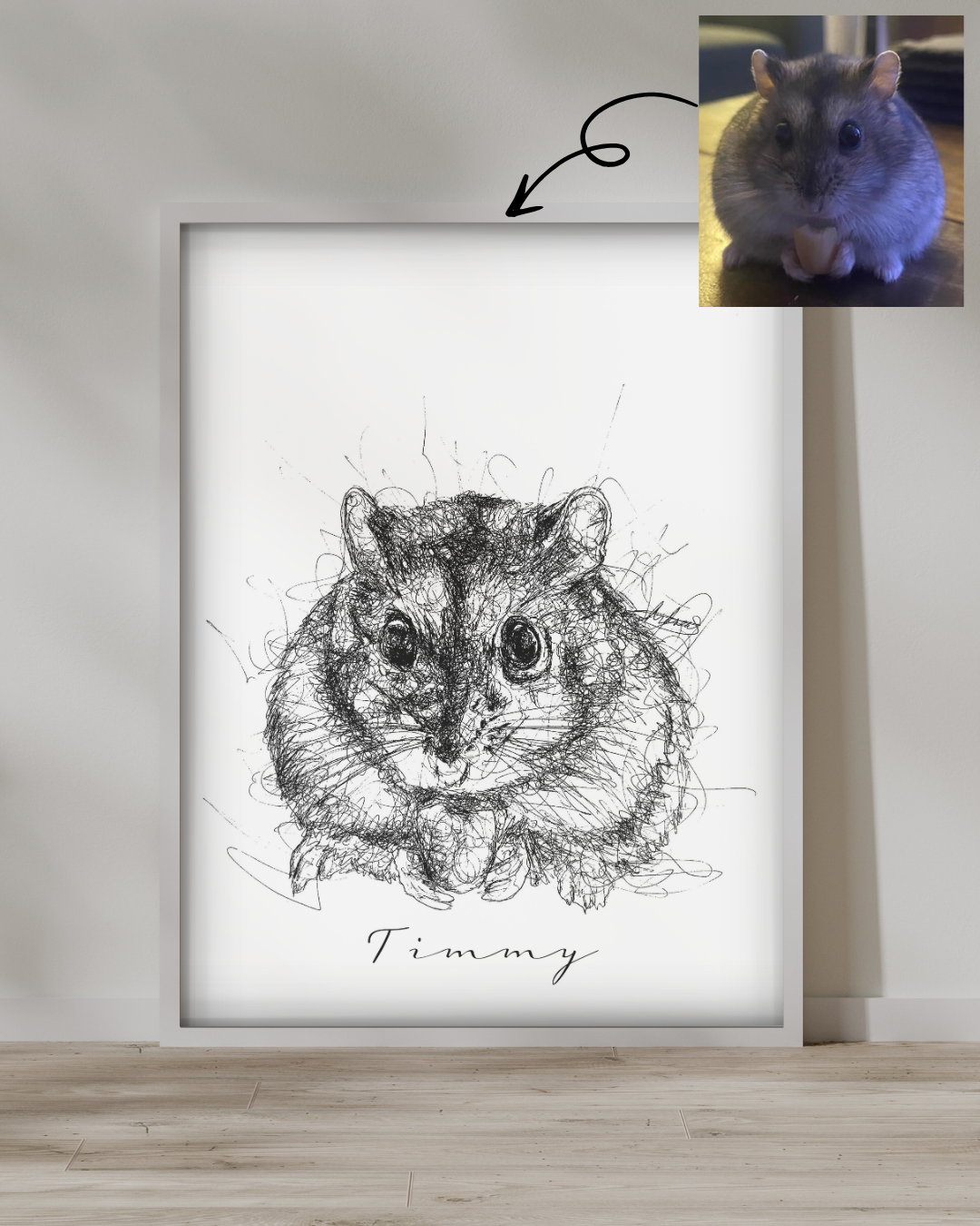 Pets Custom Portrait Drawing from Photo