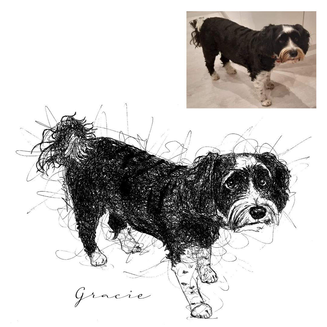 Dog Custom Portrait Drawing from Photo